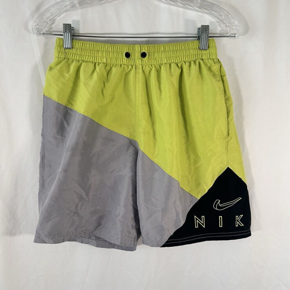 Nike Shorts Men Small Lime Green Drawstring Pull On Lined Pockets 100% Polyester